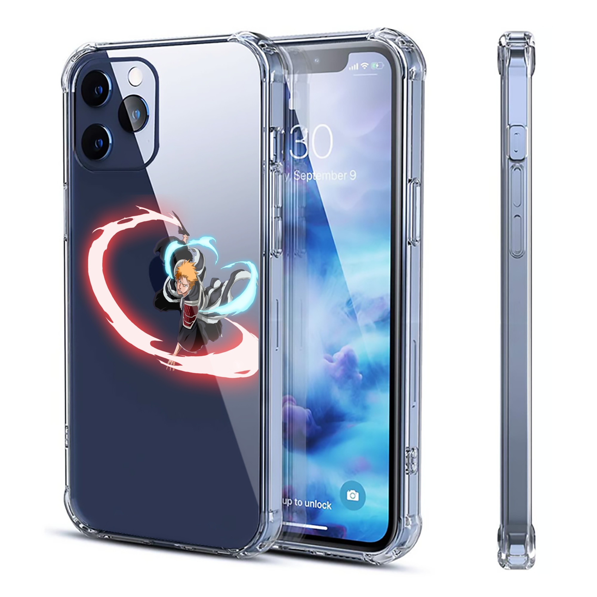 ブリーチ 黒崎一護（くろさき いちご）BLEACH Kurosaki Ichigo 【iPhone 12シリーズ対応】透明スマホケース（クリアソフトケース）